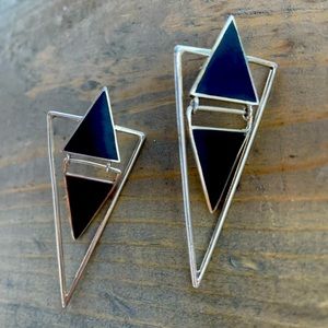 Vintage Silver & Black Onyx Earrings